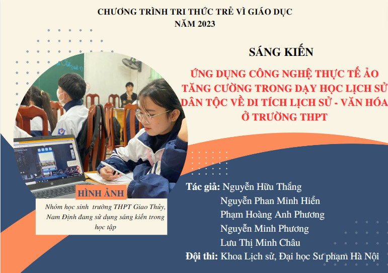 ỨNG DỤNG CÔNG NGHỆ THỰC TẾ ẢO TĂNG CƯỜNG TRONG DẠY HỌC LỊCH SỬ DÂN TỘC VỀ DI TÍCH LỊCH SỬ - VĂN HÓA Ở TRƯỜNG PHỔ THÔNG