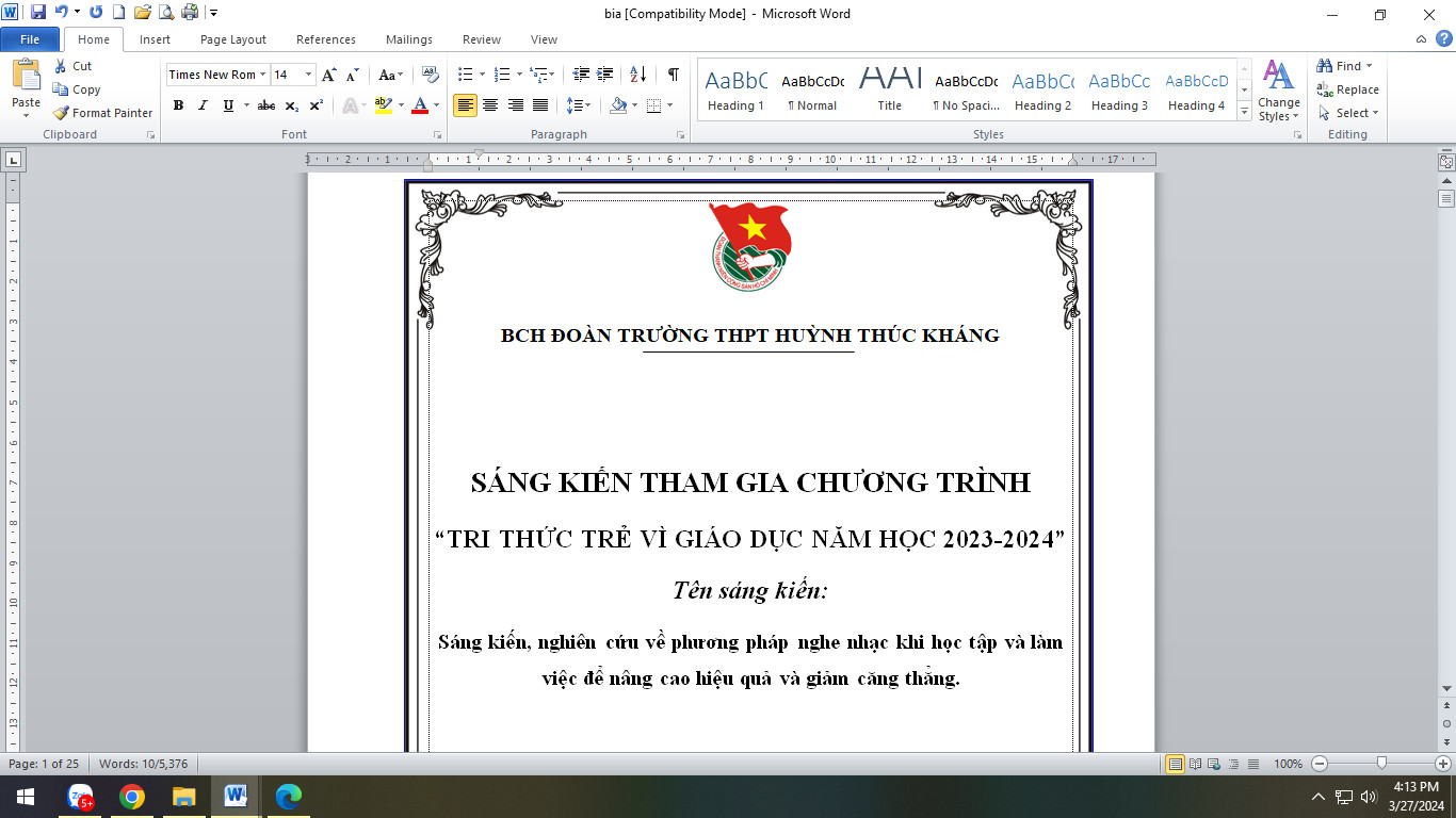 Sáng kiến, nghiên cứu về phương pháp nghe nhạc khi học tập và làm việc để nâng cao hiệu quả và giảm căng thẳng.