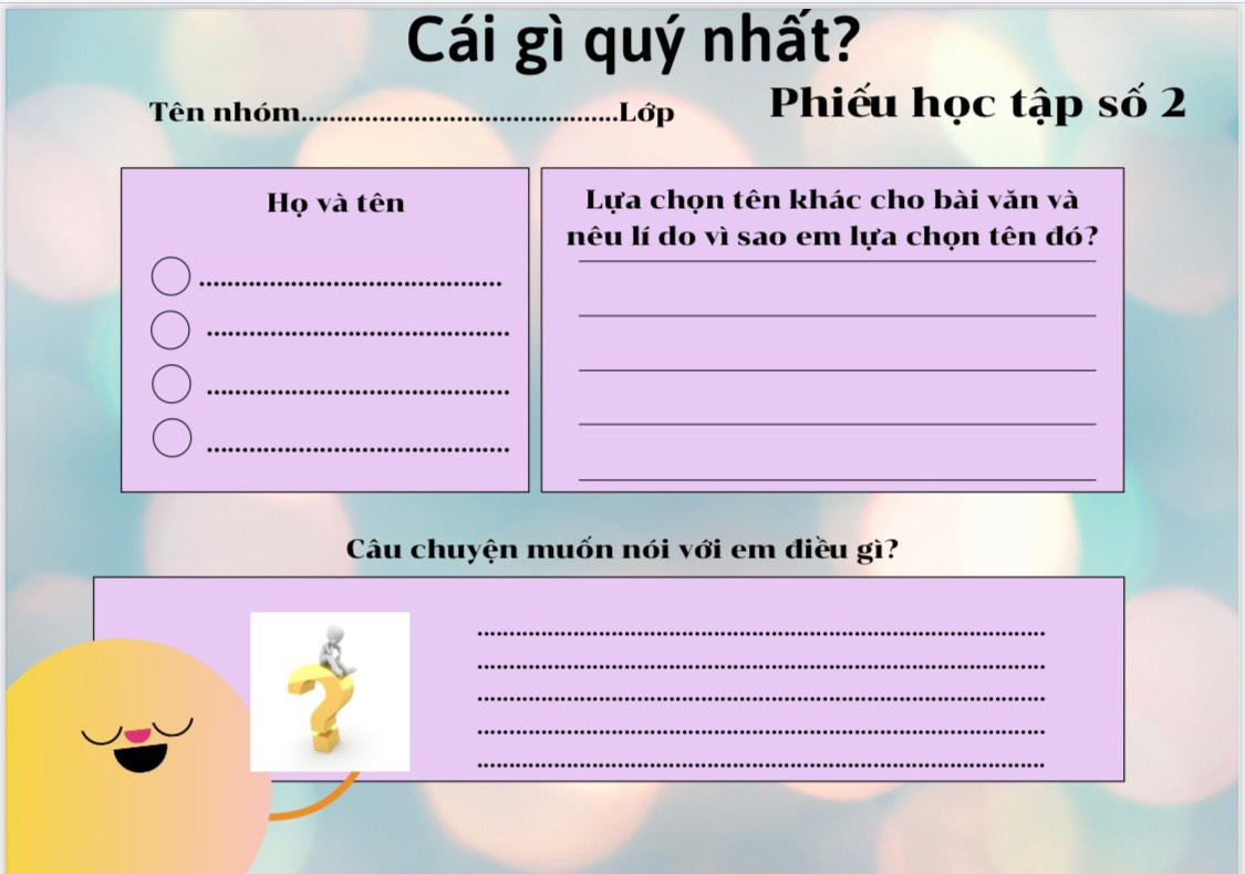 Sử dụng Phiếu học tập khi dạy học phân môn Tập đọc trong chương trình Tiếng Việt lớp 5
