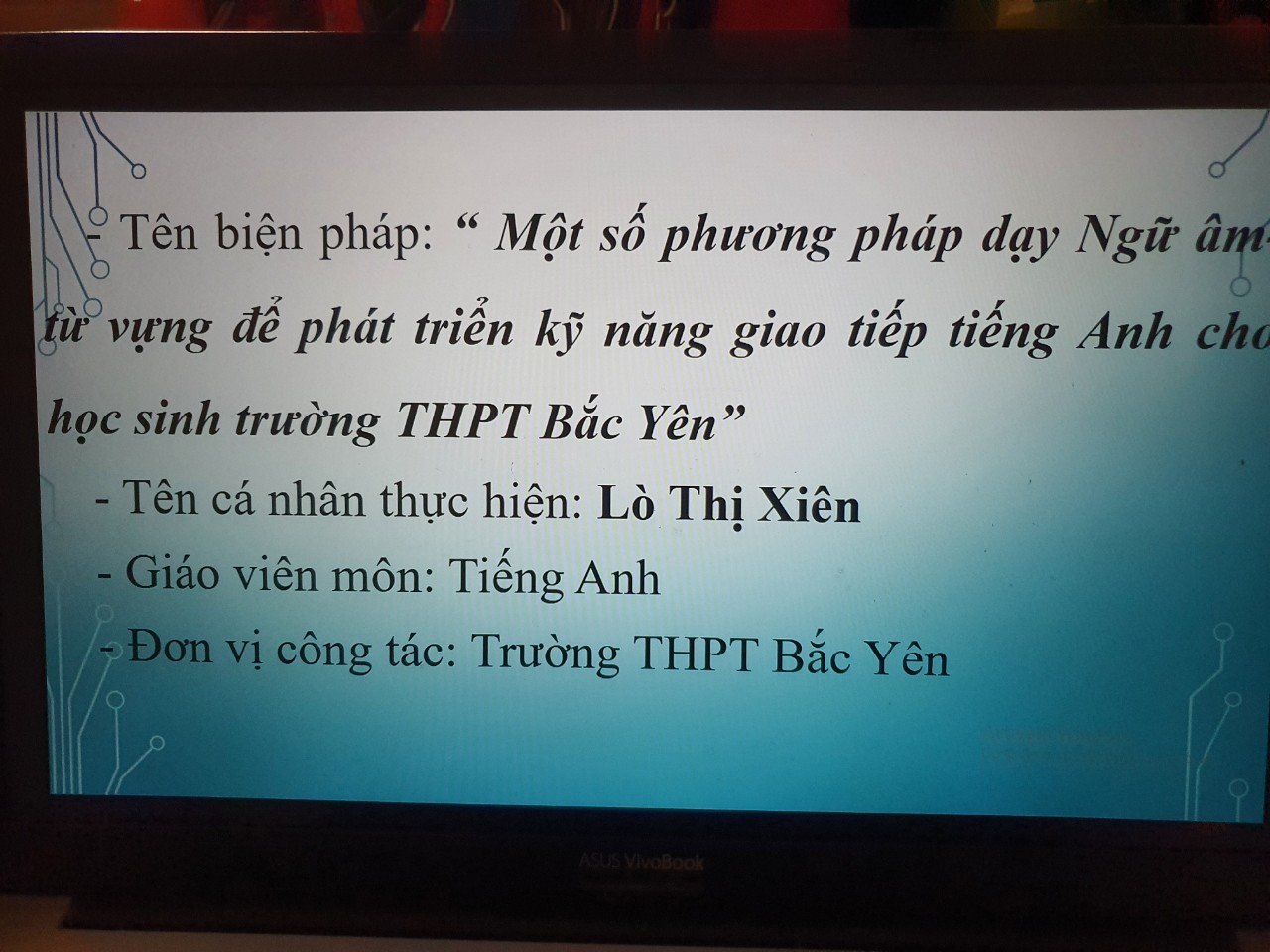 Một số phương pháp dạy Ngữ âm- từ vựng để phát triển kỹ năng giao tiếp tiếng Anh cho học sinh trường THPT Bắc Yên