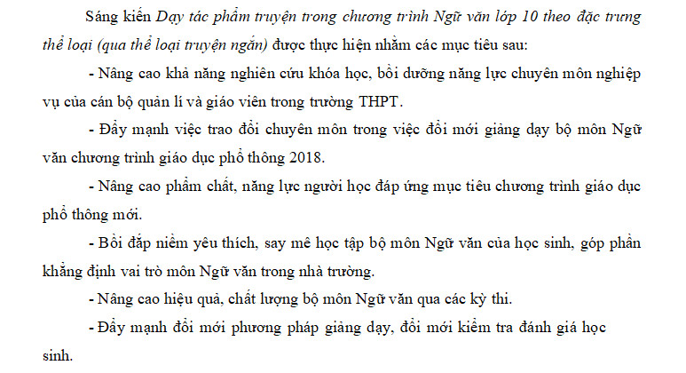 Dạy học tác phẩm truyện trong chương trình Ngữ văn 10 theo đặc trưng thể loại (qua thể loại truyện ngắn).