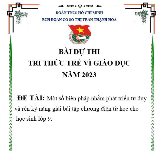 Một số biện pháp nhằm phát triển tư duy và rèn kỹ năng giải bài tập chương điện từ học cho học sinh lớp 9