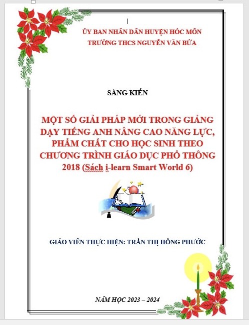 MỘT SỐ GIẢI PHÁP MỚI TRONG GIẢNG DẠY TIẾNG ANH NÂNG CAO NĂNG LỰC, PHẨM CHẤT CHO HỌC SINH THEO CHƯƠNG TRÌNH GIÁO DỤC PHỔ THÔNG 2018 (Sách i-learn Smart World 6)