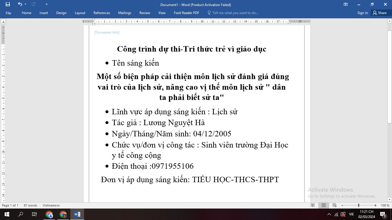 Biện pháp cải thiện trong việc giảng dạy môn lịch sử, đánh giá đúng vai trò của lịch sử, nâng cao vị thế môn lịch sử " dân ta phải biết sử ta"