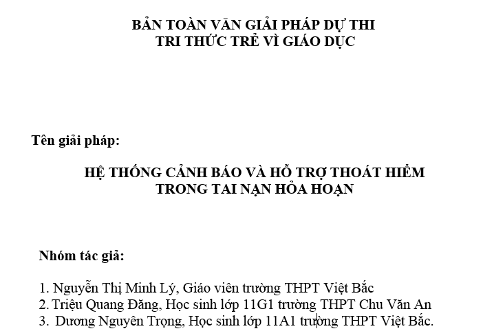 Hệ thống cánh báo và hỗ trợ thoát hiểm trong tai nạn hỏa hoạn