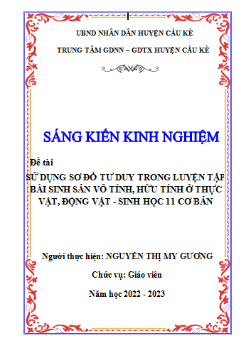 Sử dụng sơ đồ tư duy trong củng cố bài Sinh sản vô tính, hữu tính ở thực vật, động vật - sinh học 11 cơ bản