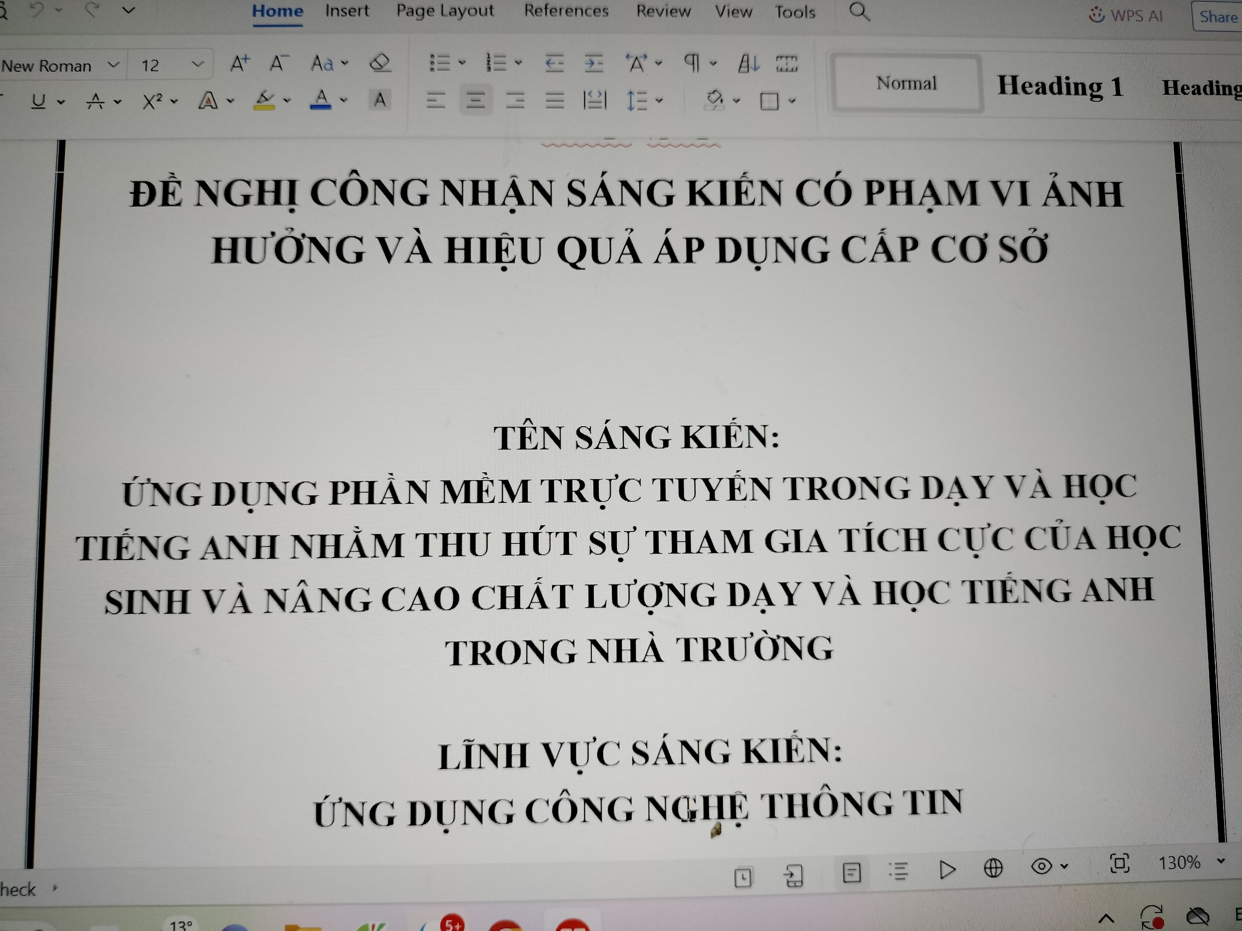 Ứng dụng phần mềm trực tuyến trong dạy và học Tiếng Anh nhằm thu hút sự tham gia tích cực của học sinh và nâng cao chất lượng dạy và học Tiếng Anh trong nhà trường”