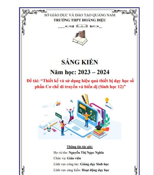 “Thiết kế và sử dụng hiệu quả thiết bị dạy học số phần cơ chế di truyền và biến dị (Sinh học 12)”.