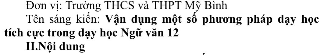 Vận dụng một số phương pháp dạy học tích cực trong dạy học Ngữ văn 12