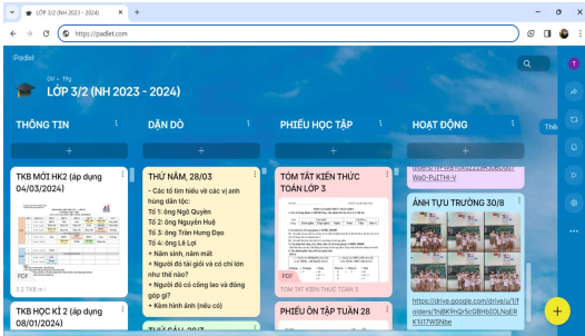 Ứng dụng trang web Padlet trong việc cập nhật thông tin đến phụ huynh nhằm hỗ trợ công tác chủ nhiệm lớp