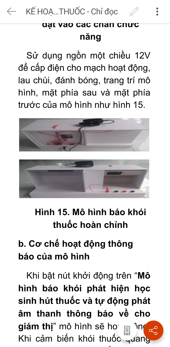 Mo hinh bao khoi phat hien hoc sinh hut thuoc va tu dong phat am thanh thong bao ve cho gism thi