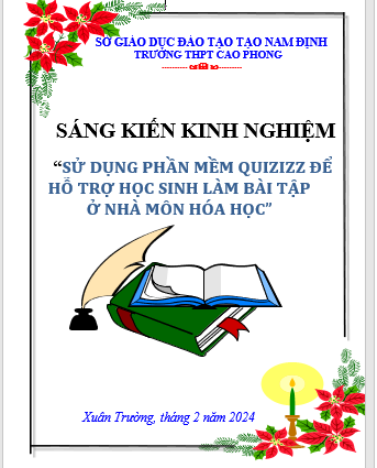 SỬ DỤNG PHẦN MỀM QUIZIZZ ĐỂ HỖ TRỢ HỌC SINH LÀM BÀI TẬP Ở NHÀ MÔN HÓA HỌC